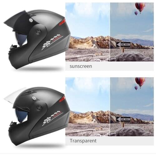 Flip Up Helmet Motorcycle Double Lens Uncovering Helmet High Sound Bluetooth Headset Safety Helmet Crash Helmet