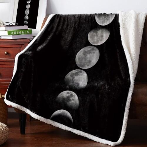 Winter Cashmere Blanket Full Moon Moon Process Black Bed Cover Bedspread Coverlet Throws Fleece Cover Wrap Improve Sleep Weighte