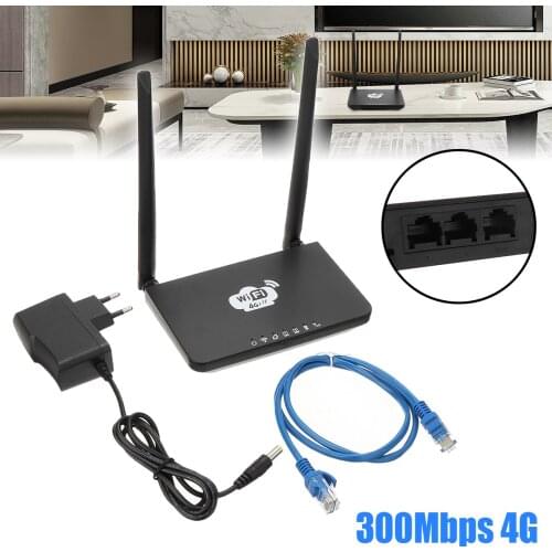 1PC 4G LTE Wireless Router 300Mbps Home Mobile WiFi Hotspot with/ SIM Card Slot Signal Amplifier With EU Power Adapter