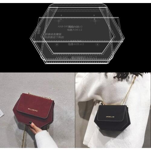 1 PC fashion handbag sewn pattern Acrylic coin bag template DIY handmade leather crafts supply