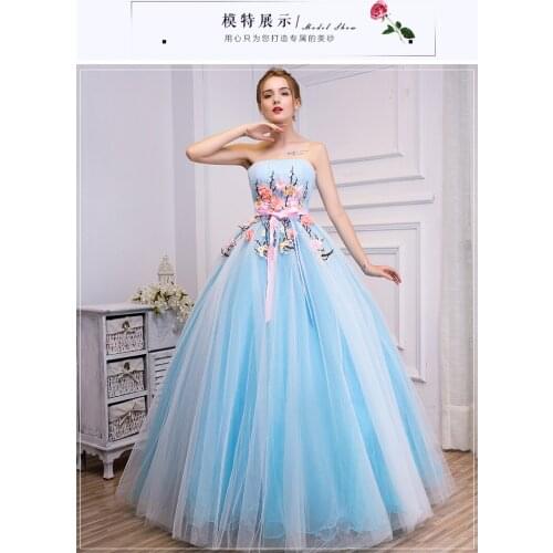 100%real light blue white veil flower embroidery beading ball gown medieval dress Renaissance Gown princess Victoria belle ball