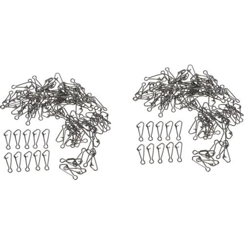 200 Pcs Fishing Hooked Snap Links Fishing Swivel Snap Hook Line Connector Carp Fishing Tackle , 100 Pcs L-16Mm & 100 Pcs L-20Mm