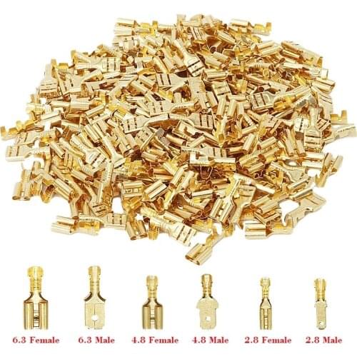315PCS 2.8/4.8/6.3mm Female and male Crimp Terminal Connector Gold Brass/Silver Car Speaker Electric Wire Connectors Set