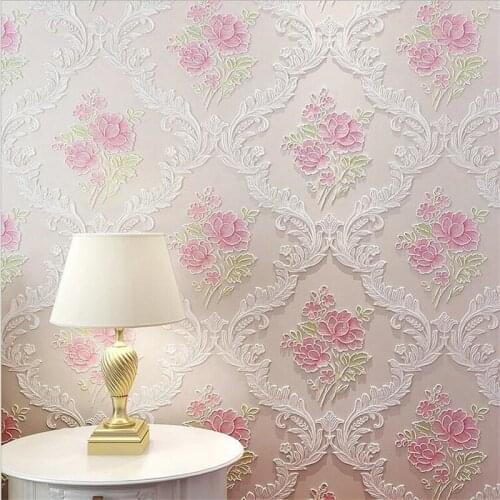 Beibehang 3d three-dimensional idyllic style non-woven wallpaper warm European-style living room wedding shop wall paper