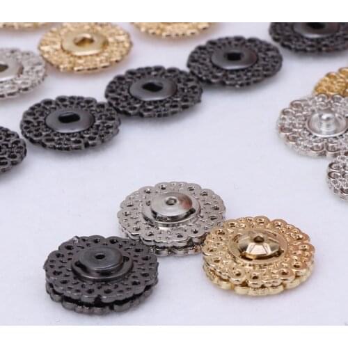 6 Sets Metal Hollow Carved Vintage Snap Fasteners Press Stud DIY Decorative 21mm E56C