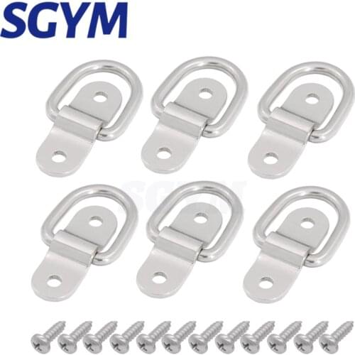 6 Pack D Ring Tie Downs 1/4 Inch D Rings Anchor Lashing Ring For Loads On Trailers Trucks Rv Campers Vans Atv Suv Boats Heavy