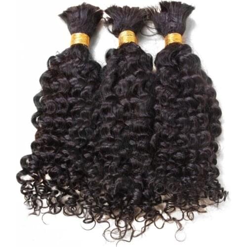 Brazilian Remy Kinky Curly Bulk Human Hair For Braiding Womens Remy Human Hair Extension Bundles 1 3pcs pre Lot Natural Black
