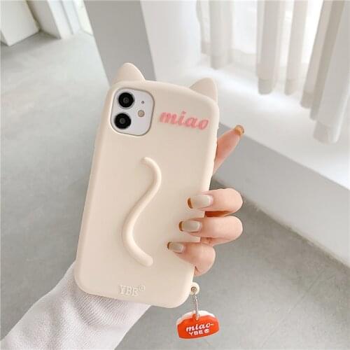 PINZHENG Cat Shape Mobile Phone Case For iPhone 7 8 Plus SE 2020 Silicone Protective Cover For Xr Xs 11 12 Pro Max Phone Case