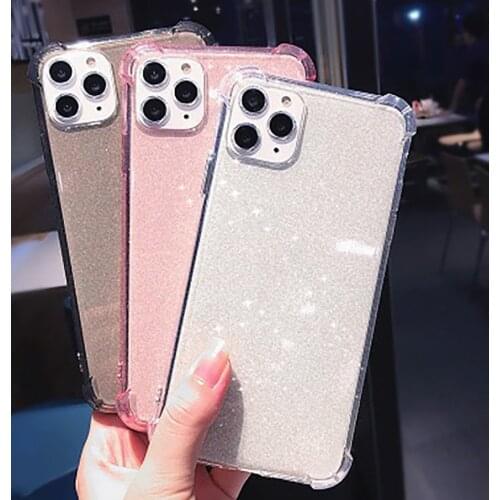 Shining Glitter Powder Phone Cases For iPhone 11 11Pro Max X XR XS Max 12 Mini Pro Max 8 8 Plus Transparent Soft TPU Back Cover