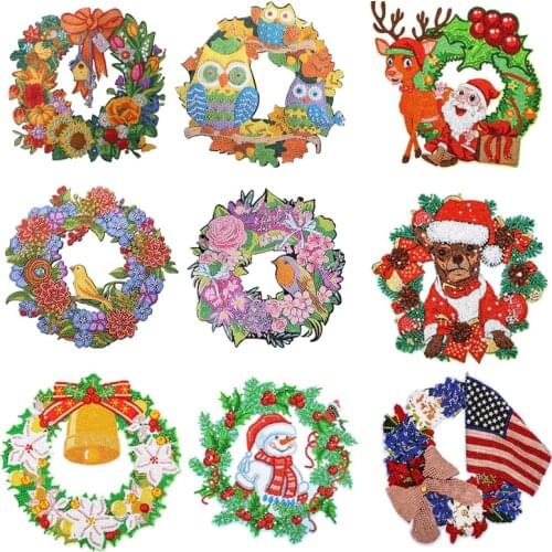 DIY Diamond Painting Wreath Kit for Door Home Wall Decoration Special Shaped Drill Diamond Embroidery Kit Cross Stitch Craft