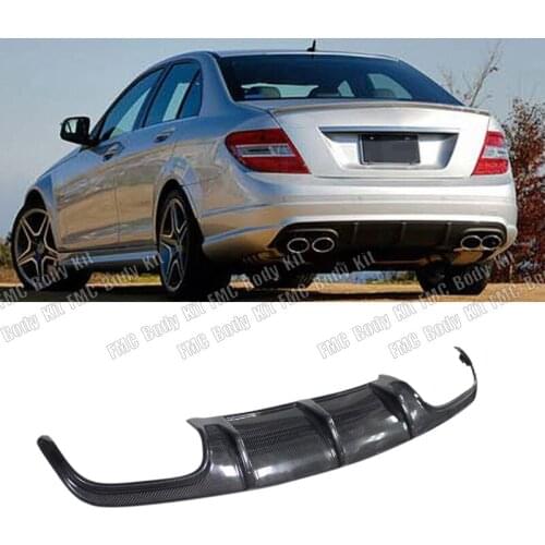 For W204 Carbon Fiber/FRP Car Rear Bumper Lip Diffuser Spoiler for Mercedes Benz C Class C63 AMG 2008 - 2011 Car Styling