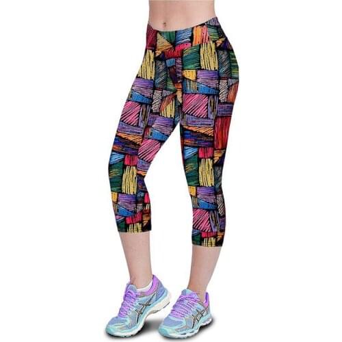 Godier Women Colour Geometry Printing Legging High Elastic Fitness Legging Trousers LeggingsWomen Pants