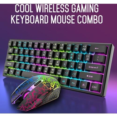 Wireless Rechargeable Keyboard Colorful Led Backlit Keyboard and Mouse Combos Gaming 2.4g Mouse 2400dpi PC Computer Keyboards