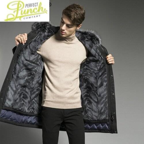 Goose Winter Down Jacket Men Real Fur Coat Natural Rabbit Fur Liner Fox Fur Collar Long Warm Coats Parkas 19P2134-2