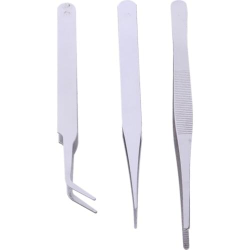 3pcs Basic Tools Kit ,Straight/Curved Tweezers for Model Building, Assembly Making Tools