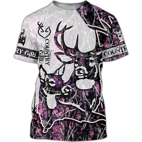 Tessffel Newest Deer Hunter Animal Hunting Camo Tattoo 3DPrint Men/Women Summer Casual Tee Short Sleeve T-Shirts Streetwear A2