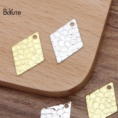 BoYuTe Wholesale (200 Pieces/Lot) Metal Brass Stamping 13*18MM Rhombus Floating Charms for Jewelry Making Diy