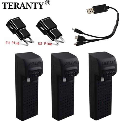 Original 3.7V 500mAh Lipo Battery and 3 in1 Charger For UDI U61 U61W A30 A30W RC Drone Spare Parts Rechargeable Battery