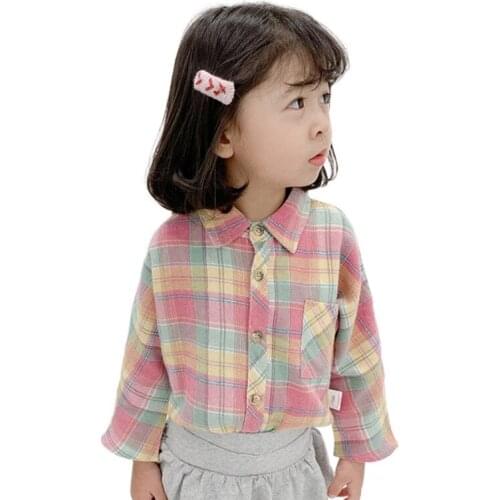 Autumn Kids Baby Boys Girls Shirts Fashion Plaid Cotton Long Sleeve Tops Blouse Toddler Shirt Coat Outwear Casual Clothes