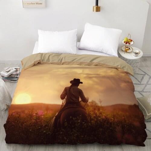 3D Duvet cover Quilt/Blanket/Comfortable Case Luxury Bedding 135 140x200 150x200 220x240 200x220 for Home cowboy setting sun