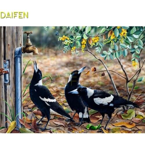Full Round Diamond painting Cross stitch Crow tree DIY 3D Diamond mosaic flower Full Square Diamond embroidery water-tap bird