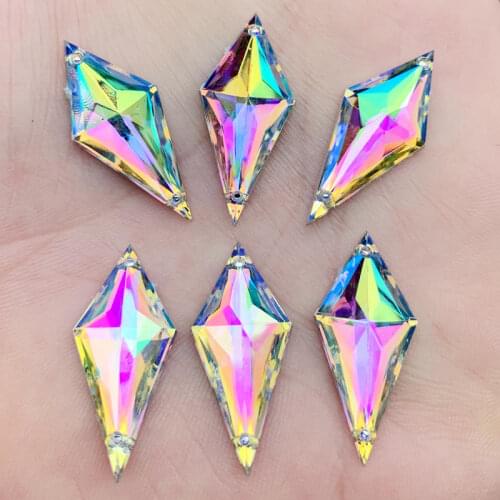 DIY White Clear Crystals Gems 40pcs Rhinestones for Decorations Flatback Rhombus Strass Stone Jewelry AB Diamonds
