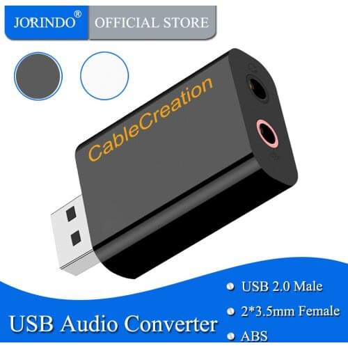 USB to 3.5mm Jack Audio Adapter,JORINDO External USB Stereo Sound Card with 3.5mm Headset and Microphone Jack for Windows,Mac