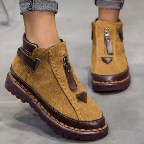 Womens Ankle Boots New Winter Plush Ladies Flats Non-slip Zapatos De Mujer Casual Female Vulcanized Shose Sneaker Luxury Woman