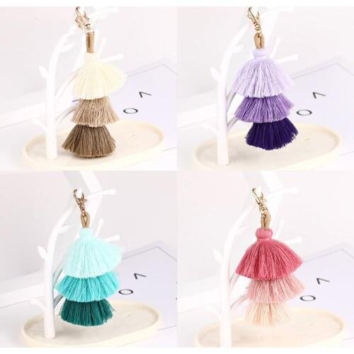 Artilady Hawaii Tassel Keychains for Women Boho key Holder Keyring Macrame Bag Charm Jewelry Gift for Friends Drop Shipping