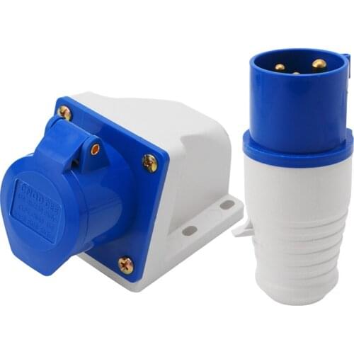 16 Amp 3 Pin Industrial Plug 220-250V Weatherproof IP44 2P+E 3Phase 16A