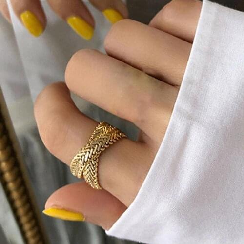50% Dropshipping!!Simple trend snake bone chain copper double stack cross ring finger ring date