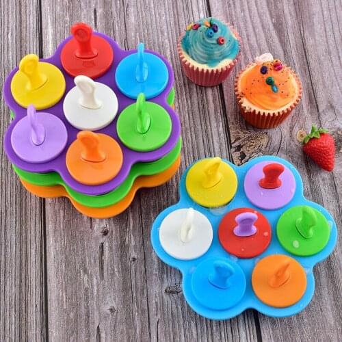 7 Grids Ice Cream Ice Pops Mold Ice Lolly Stick Silicone Ice Cream Maker Candy Color silicone food supplement box Fruit Shake