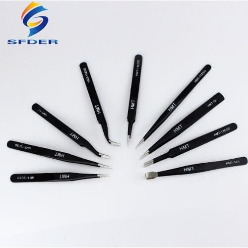 Anti-static ESD Stainless Steel Tweezers Maintenance Tools Industrial Precision Curved Straight Tweezers Repair Tools