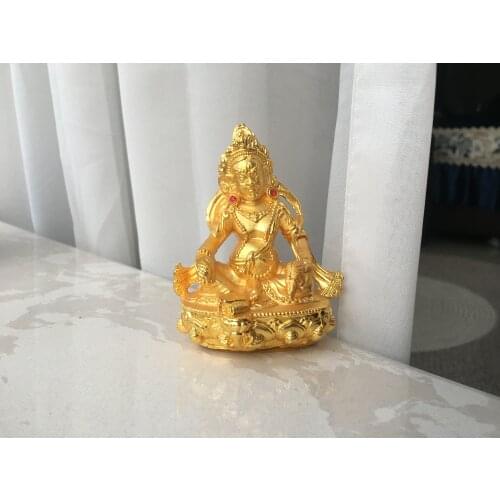 Free Shipping Folk Chinese Brass Buddhist Wealth Yellow Jambhala Buddha Statue Tibet Joss Set