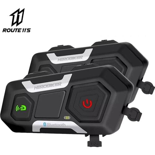 HEROBIKER 1200M Motorcycle Intercom Helmet Headset Helmet Bluetooth Intercom Wireless Waterproof Moto Headset Interphone 2 Rides