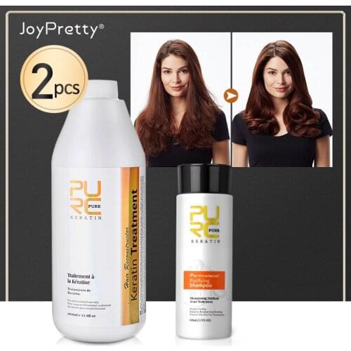PURC Brazilian Keratin for Straightening Treatment Set Smoothing Shampoo Curly Hair Products Women Hair Straightener Keratin