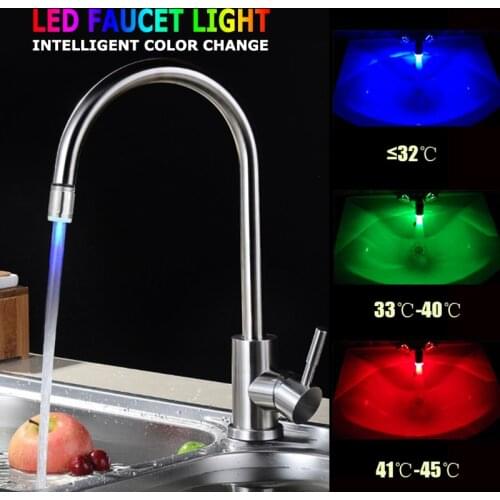 Household Kitchen Bathroom Smart Temperature Sensor LED Light Water Saving Faucet Shower Aerator Diffuser Head Filter Faucets