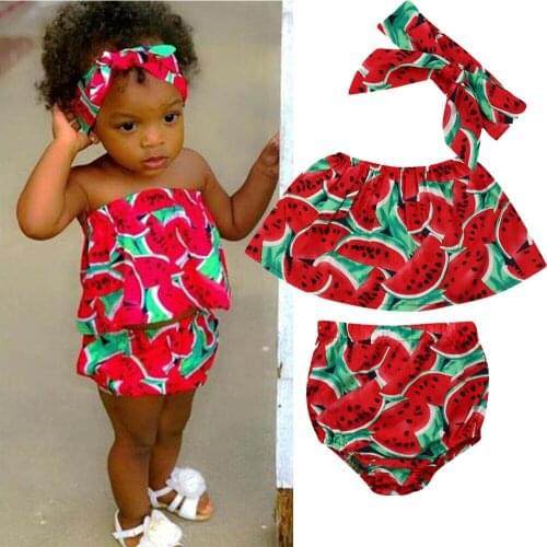 Citgeett Summer Watermelon Red Fashion Toddler Kid Baby Girl Outfits Clothes Tank Crop Top+Shorts Pants Set