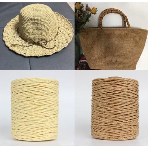 Colorful 2mm Raffia Straw Yarn 280 Meters Natural Knitting Cord DIY Craft Hand Knit Crochet Hat Handbag Basket Pad 14 Colors