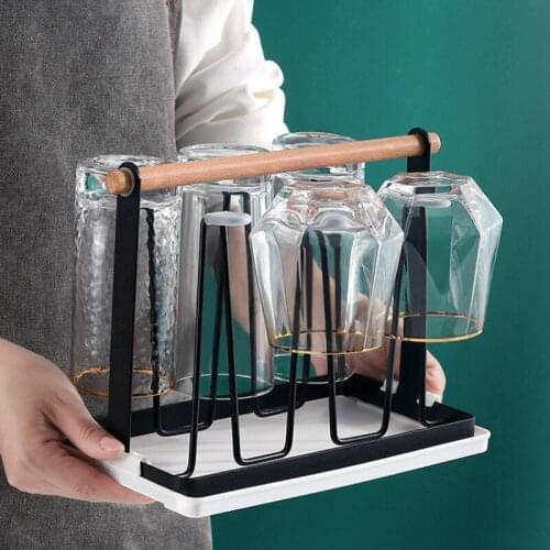 Cup holder household water cup holder kitchen living room hanging cup holder glass upside down storage rack teacup drain rack