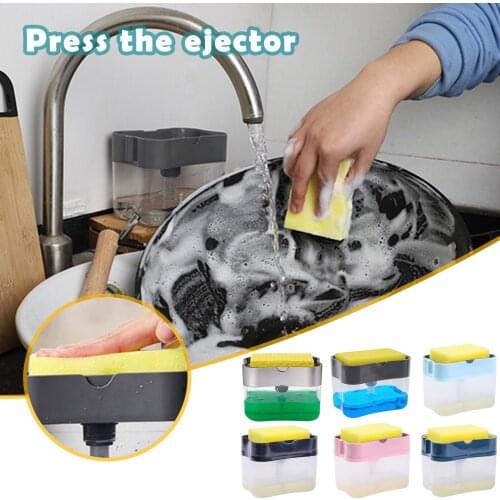 Soap Dispenser Pump With Sponge Manual Press Cleaning Liquid Dispenser Container Manual Press Soap Organizer Kitchen Tool