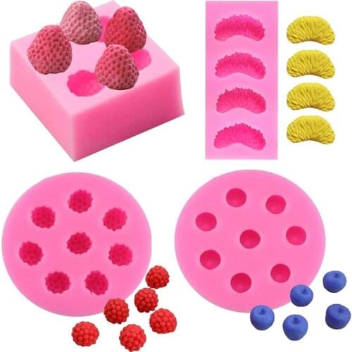 Candle mold Mini 3d Strawberry Raspberry BlueberryTangerine Segment Fruit Fondant Soap Candle Mulberry Wax Melts silicone Molds