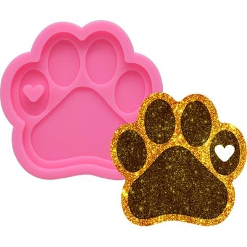 DIY Resin Bear Paw Style Cake Mold 8cm Pink For Decoration Easy Release Resin Mold DIY Crystal Keychain Kitchen Gadget
