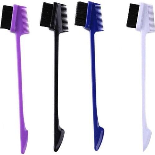 Hot Selling Double Sided Edge Comb Beauty Hair Styling Brush Salon Hairdressing Tools Portable Eye brow Eyelash Brushes 4 Colors