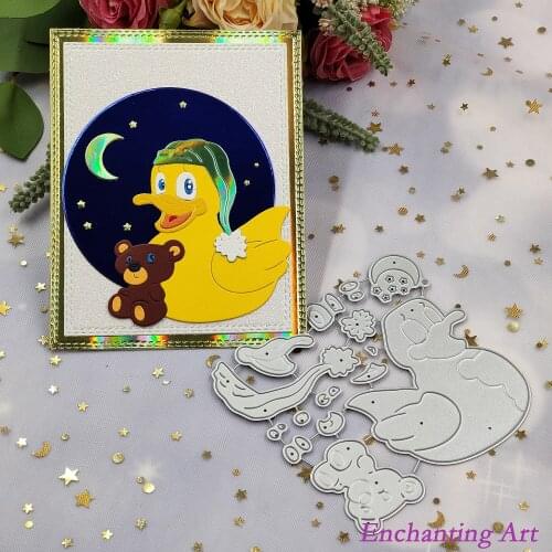Good Night, Little Yellow Duck Metal Cutting Dies 2021Stencils for DIY Scrapbooking/Photo Album Decorative Embossing Paper Cards