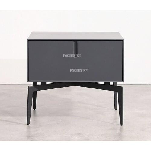 Italian Nightstand Luxury Bedside Table Modern Minimalist Small Apartment Nordic Bedroom Furniture Paint Bedside Storage Cabinet