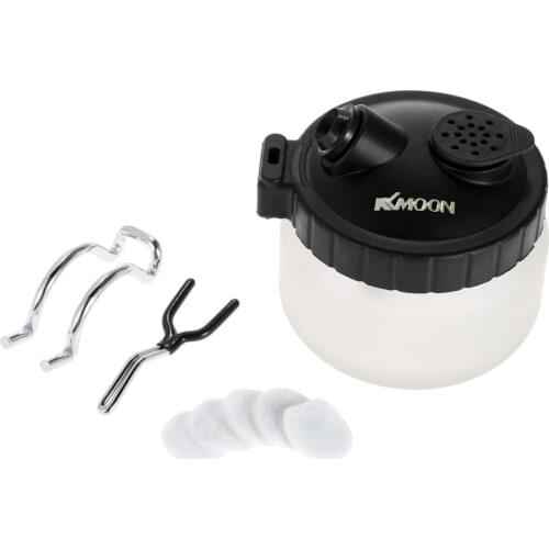 KKmoon Airbrush Cleaning Pot Glass Air Brush Holder Clean Paint Jar Bottle Spray Gun Wash Clean Tools Needle Nozzle Brush Set
