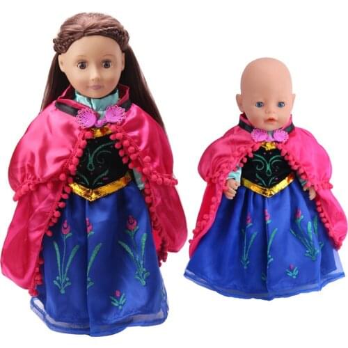 Ann Battle Costume Magenta Dress Suit Fit 43cm Baby New Born doll,42cm Nenuco Doll,American Girl 18inch Doll Clothes Accessories