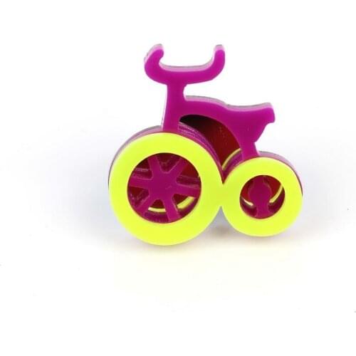 Colorful Neon Acrylic Plastic Bicycle Shape Resizable Cute Finger Rings for Kids Fashion New 2020 Female Metal Ring Jewelry