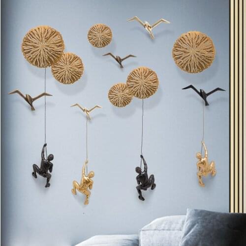 Creative Wall Decorations Rock Climbing Men Brass Seagull Sculpture Sportsman Figurine Ornaments Office Home Decor
